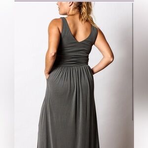 Brass scoop neck sleeveless ribbed jersey maxi dress